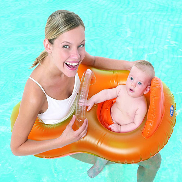 Flotador hinchable que incluye un arnés que evita que el bebé se resbale consigue lo en cangurus