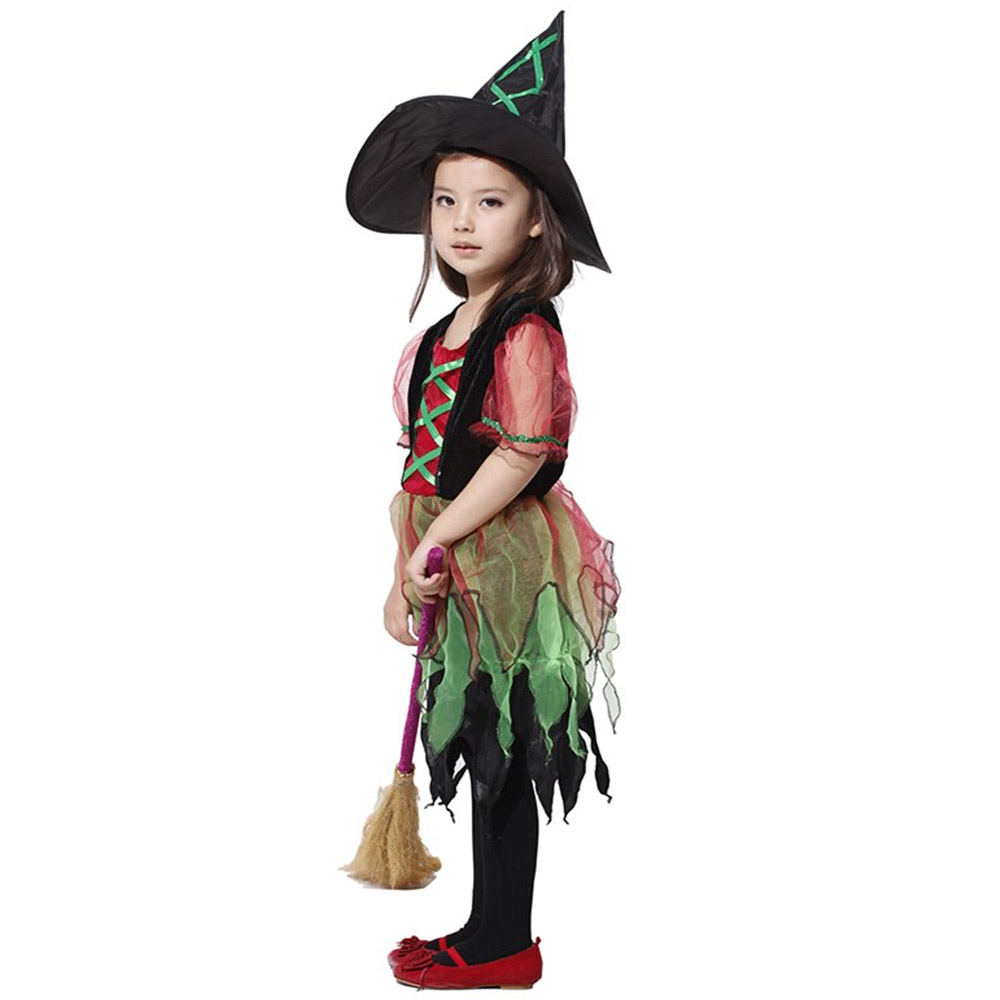 en tienda online colombia-Disfraz vestido de bruja bonita + gorra hechicera  para niñas